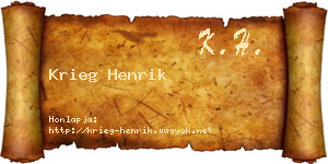 Krieg Henrik névjegykártya